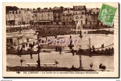 Limoges CPA Le jardin de la nouvelle gare Limoges Benedictine (Hotel CAfe de la Piste)