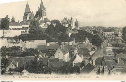 CPA Loches Vue panoramique de Loches vers la Collegiale et le Chateau