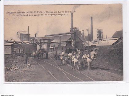 LOOS-les-LILLE: établissements kuhlmann, usine, départ des wagons de superphosphate - très bon état