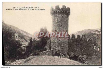 CPA Luceram Vieille Tour Feodale Vieux Remparts