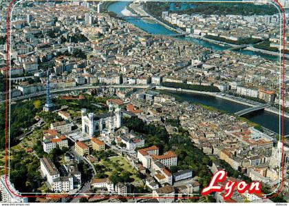 Carte Postale - 69 - Lyon - Fourvière et les 2 fleuves - Vue aérienne - CPM - Voir Scans Recto-Verso - Poscard - Carta P