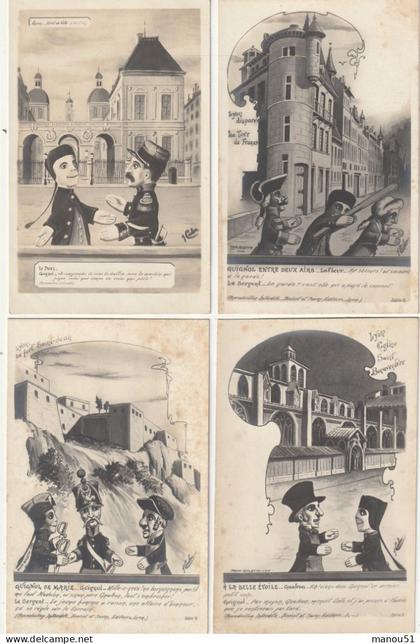 LYON - Guignol - Lot de 4 CPA