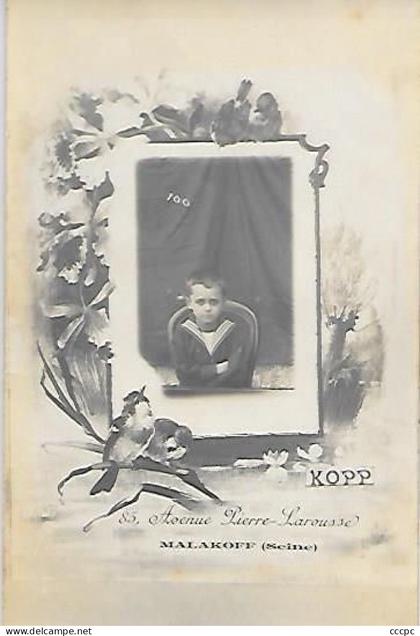 CPA carte photo d'un garçonnet photographié à Malakoff