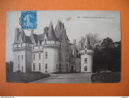 CPA     Sarthe   1927 -  Château  de Gallerande  Montval sur Loir