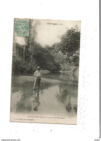 LES BORDS DE LA MORGE AUX ENVIRONS DE MARINGUES ( PECHEURS A LA LIGNE )