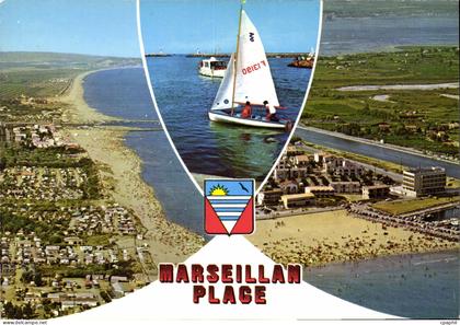 CPM En Parcourant la Cote Mediterraneenne Marseillan Plage Herault Paradis des vacances ensoleillees