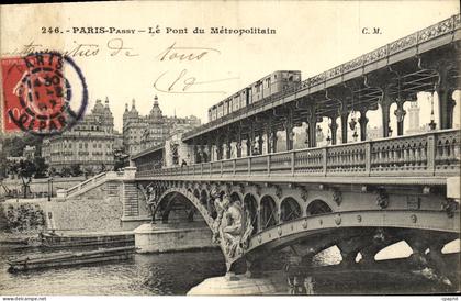 CPA Paris Passy Le Pont du Metropolitain Metro