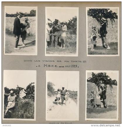Lot de 6 photos amateur Mèze (34 Hérault) 1929 - Photographie ancienne - No CPA