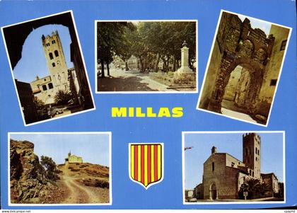 CPM Millas Eglise Esplanade Portalada Chapelle de Forca Real L'eglise