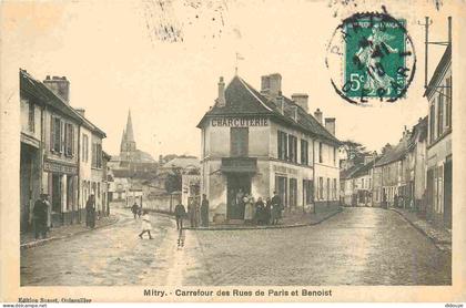 Carte Postale Ancienne - 77 - Mitry-Mory - Carrefour des Rues de Paris et Benoist - Animée - CPA - Oblitération de 1908
