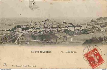 Carte Postale Ancienne - 46 - Montcuq - Vue Générale - Oblitération ronde de 1909 - Etat carte arrachée sur 1 cm - CPA -