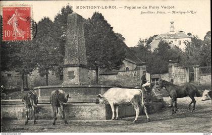Montigny le Roi CPA Fontaine du puits Vachot (vaches)