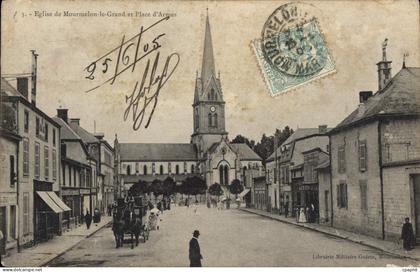 CPA Eglise De Mourmelon Le Grand Et Place D'Armes