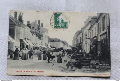 Cpa 1907, Nangis, le marche, Seine et Marne 77