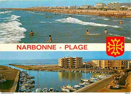 Carte Postale - 11 - Narbonne - Narbonne Plage - Multivues - Scènes de Plage - Automobiles - Blasons - CPM - Voir Scans