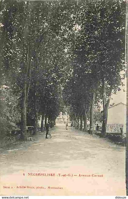 82 - Nègrepelisse - Avenue Carnot - Animée - Correspondance - Oblitération ronde de 1923 - CPA - Voir Scans Recto-Verso