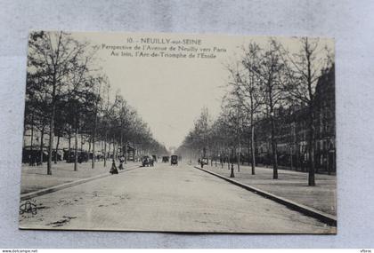 Cpa 1929, Neuilly sur Seine, perspective de l'avenue de Neuilly vers Paris, Hauts de Seine 92