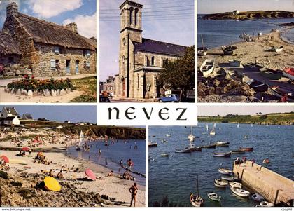 CPSM La Bretagne Pittoresqaue Nevez Chaumiere à Kercanic l'eglise Raguenes la plage et les Iles Plag