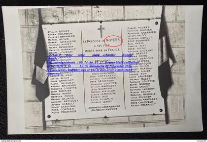 cpp 41 Loir et Cher NOYERS sur Cher Paroisse plaque commémorative Morts pour la France Etienne Vergne André Ronin Vergne