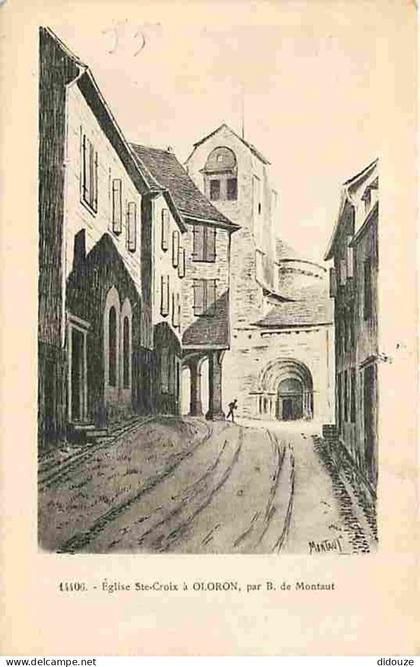 64 - Oloron Sainte Marie - Eglise Sainte Croix - Dessin de B de Montaut - Correspondance - Voyagée en 1943 - CPA - Voir