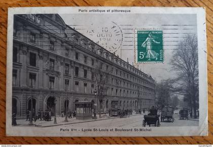 Paris 5 - Lycée Saint Louis et Boulevard Saint Michel - Série Paris Artistique et pittoresque