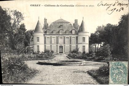 CPA Orsay Chateau de Corbeville(construit en 1677) 5 decembre 1906