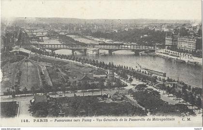 Paris - Panorama vers Passy - Vue générale de la Passerelle du Métropolitain