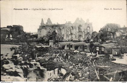 CPA Peronne 1919 L'eglise St Jean