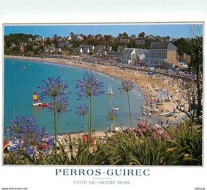 Carte Postale - 22 - Perros-Guirec - La plage de Trestraou - Fleurs - Flamme Postale de Perros-Guirec - CPM - Voir Scans