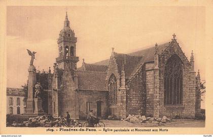 plonévez du faou * place , église paroissiale et monument aux morts