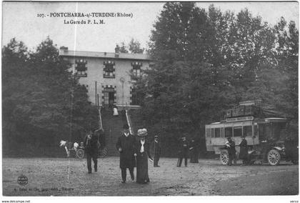 Carte Postale Ancienne de PONTCHARRA SUR TURDINE-la gare du P.L.M