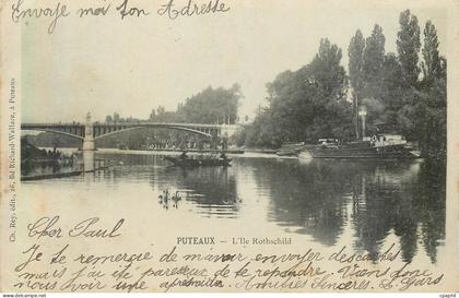 CPA Puteaux L Ile Rothschild Bateau