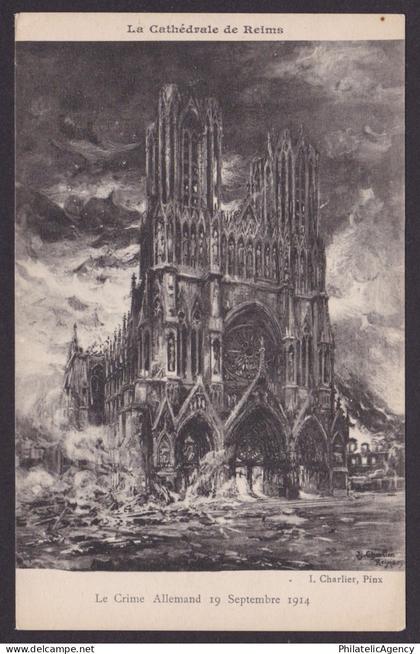 FRANCE, Postcard, Reims, La Cathédrale de Reims, WWI