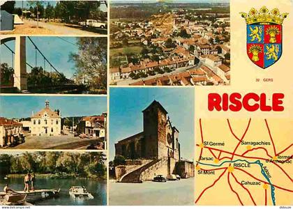 Carte Postale - 32 - Riscle sur l'Adour - Multivues - Blasons - Automobiles - Flamme Postale de Riscle sur l'Adour - CPM