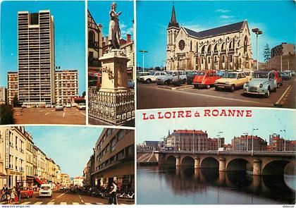 Carte Postale - 42 - Roanne - La Loire à Roanne - Multivues - Automobiles - 2CV - Flamme Postale de Roanne - CPM - Voir