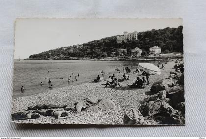 Cpsm 1960, Roquebrune Cap Martin, la plage et le château, Alpes Maritimes 06