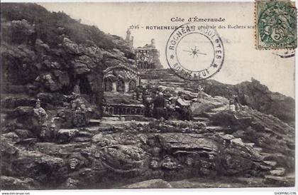 35 - Rotheneuf - Côte d'Emeraude - Vue générale des rochers sculptés - Voyagé