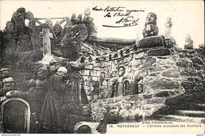 Rotheneuf CPA L'ermite sculptant ses rochers