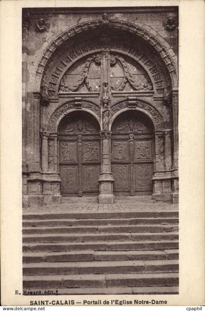 CPA Saint Calais Portail de l'Eglise Notre Dame
