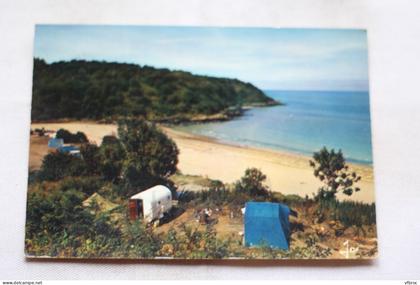 Cpm 1989, Saint Cast, Le Guildo, la plage et le camping des quatre Vaux, Cotes d'Armor 22