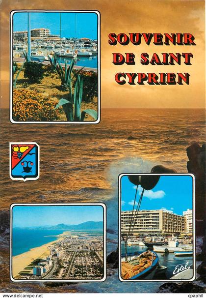 CPM La Cote Vermeille Saint Cyprien Plage (Pyrenees Orientales) Deux aspects du port et le camping a