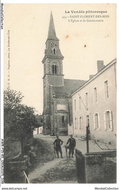 AWRP15-0946-85 - SAINT-FLORENT-DES-BOIS - L'église et la gendarmerie