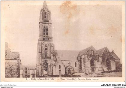 AGCP4-56-0287 - SAINT-JEAN-BREVELAY - Tour - curieuse porte romane