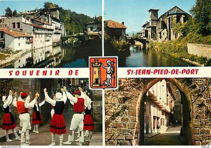 64 - Saint Jean de Pied de Port - Multivues - Folklore - Danse Basque - Blasons - Flamme Postale de Saint Jean de Luz -