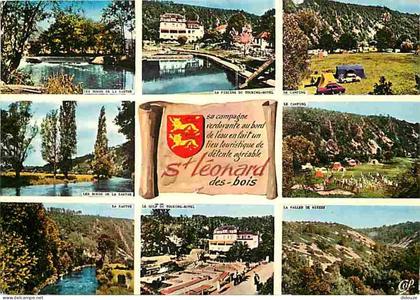 Carte Postale - 72 - Saint Léonard des Bois - Multivues - Blasons - Automobiles - Flamme Postale de Saint Léonard des Bo