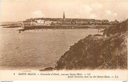 CPA Saint Malo Corniche d'Aleth vue sur Saint Malo