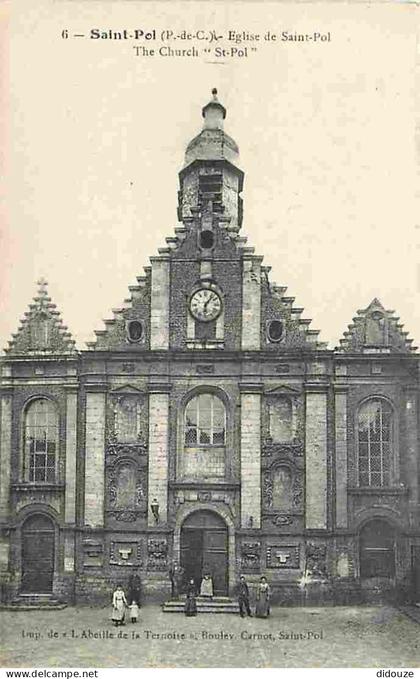 Carte Postale Ancienne - 62 - St Pol sur Ternoise - Eglise de Saint Pol - Animé - Ecrite - Voir Scan Recto-Verso