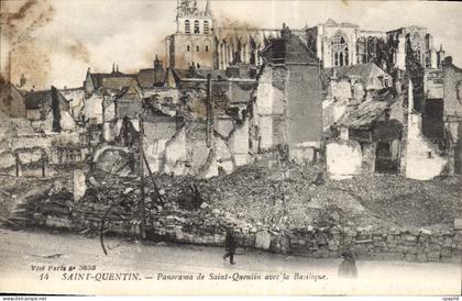 CPA Saint Quentin Panorama de Saint Quentin avec la Basilique