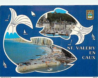 76 - Saint Valery en Caux - Multivues - Blasons - Flamme Postale de Saint Valery en Caux - CPM - Voir Scans Recto-Verso