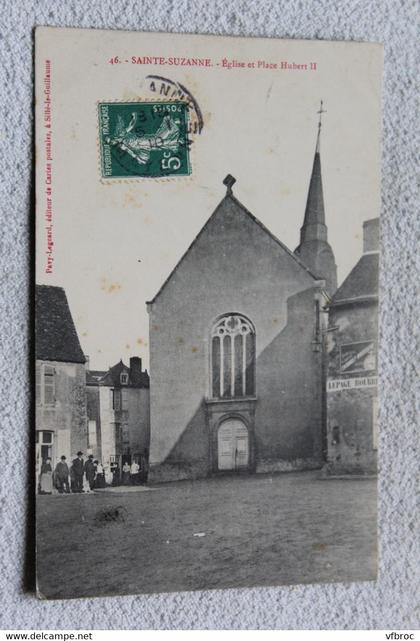 Cpa 1910, Sainte Suzanne, église et place Hubert II, Mayenne 53